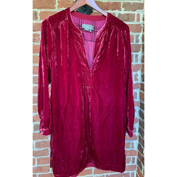 NWOT Anthropologie Raspberry V Neck Velvet Tunic Dress Size Small - Picture 5 of 13